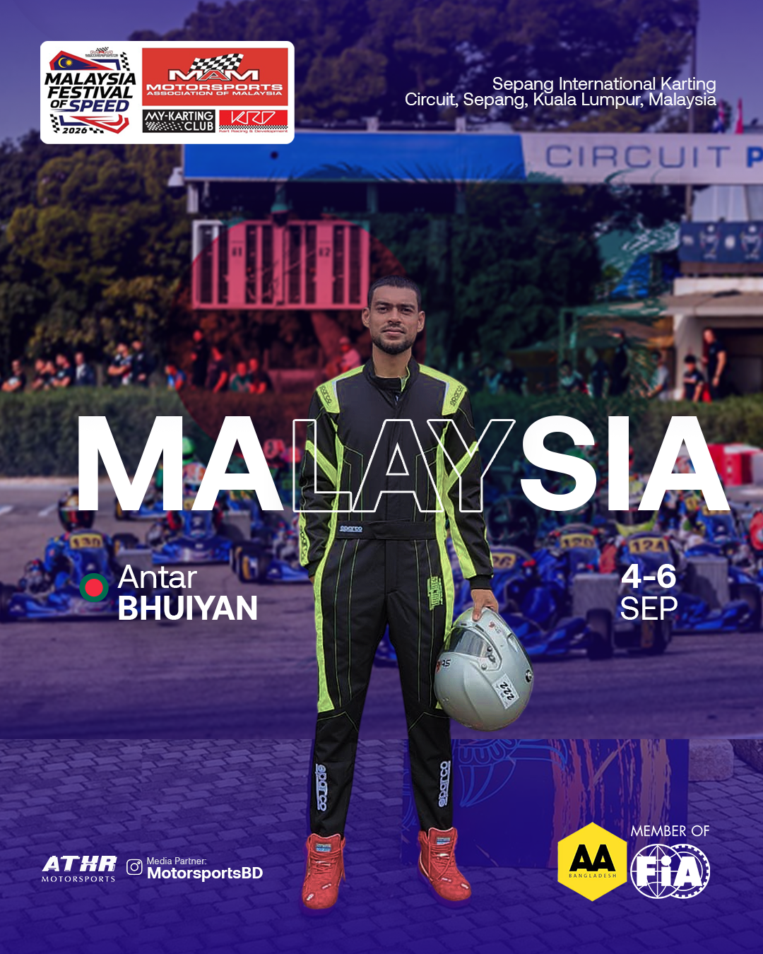 Antar Bhuiyan Set for X30 Senior Karting Debut at Malaysia Festival of Speed 2026